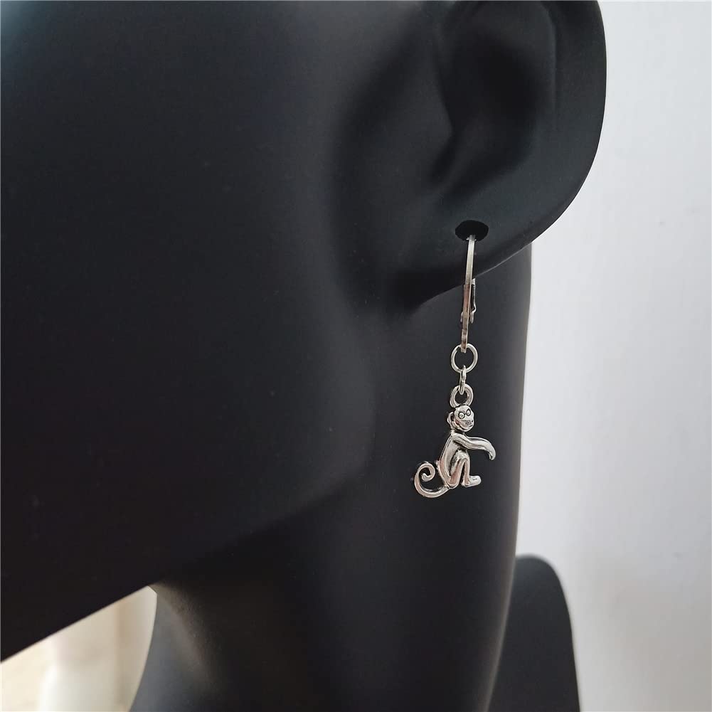 Novelty Tiny Monkey Hoop Earrings, Woman Man Jewelry AETYWYEIN