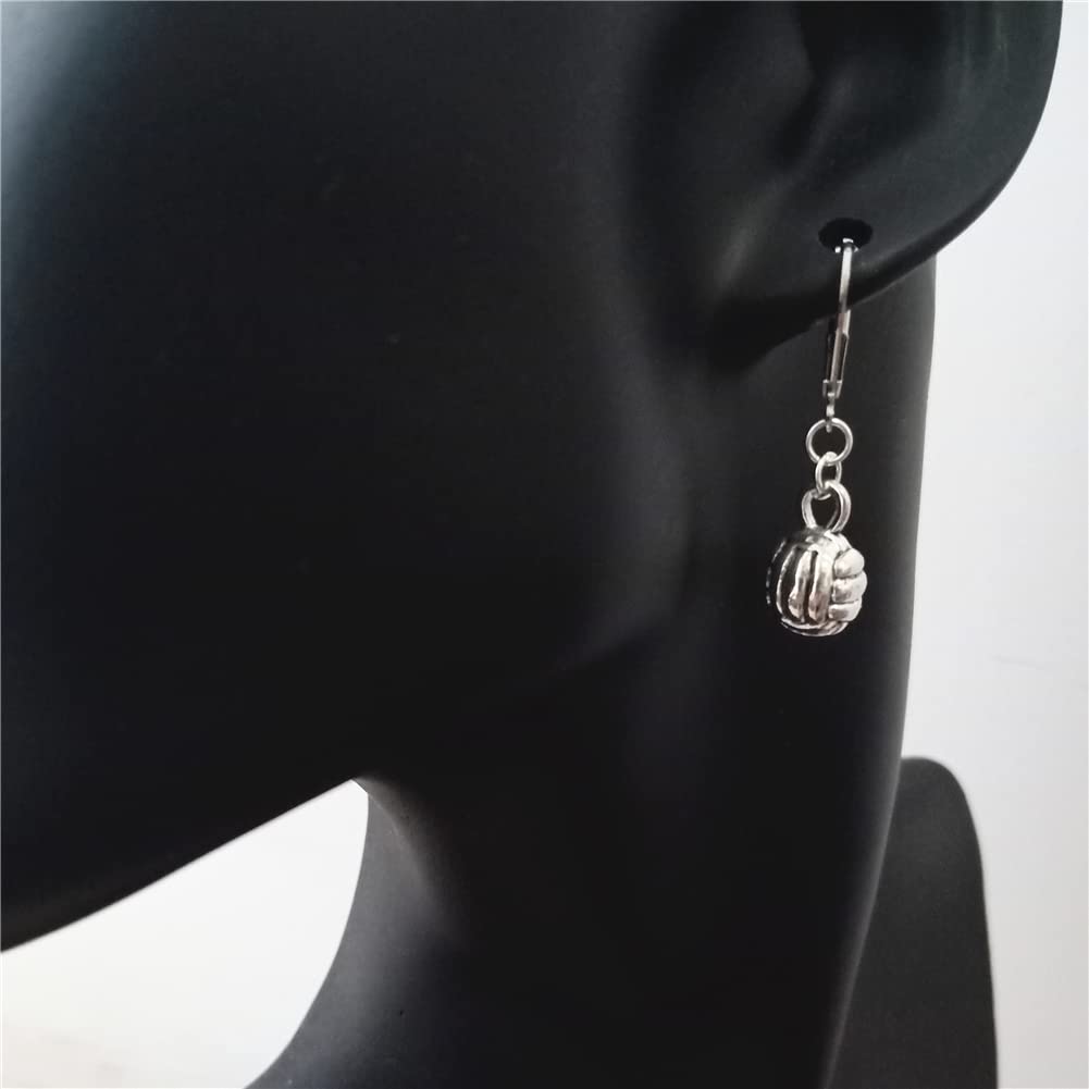 Volleyball Ball Drop Dangle Lever Back Earrings Man Woman Ear Clip, Geeky Quirky Sport Jewelry AETYWYEIN