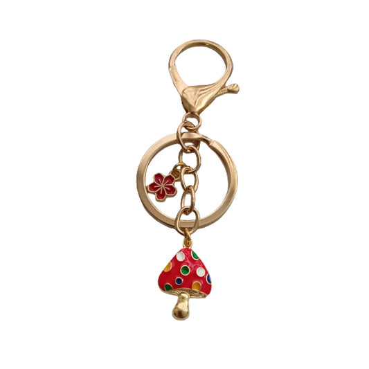 Cute Mushroom Keychain with Red Flower for Nature Lover AETYWYEIN