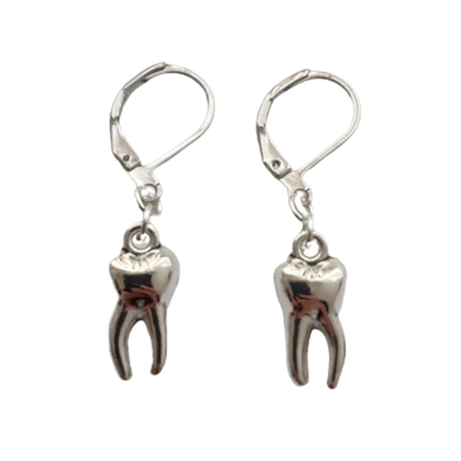 Tooth Leverback Earrings, Tooth Charm Pentant Jewelry, Dentist Dental Hygienist AETYWYEIN