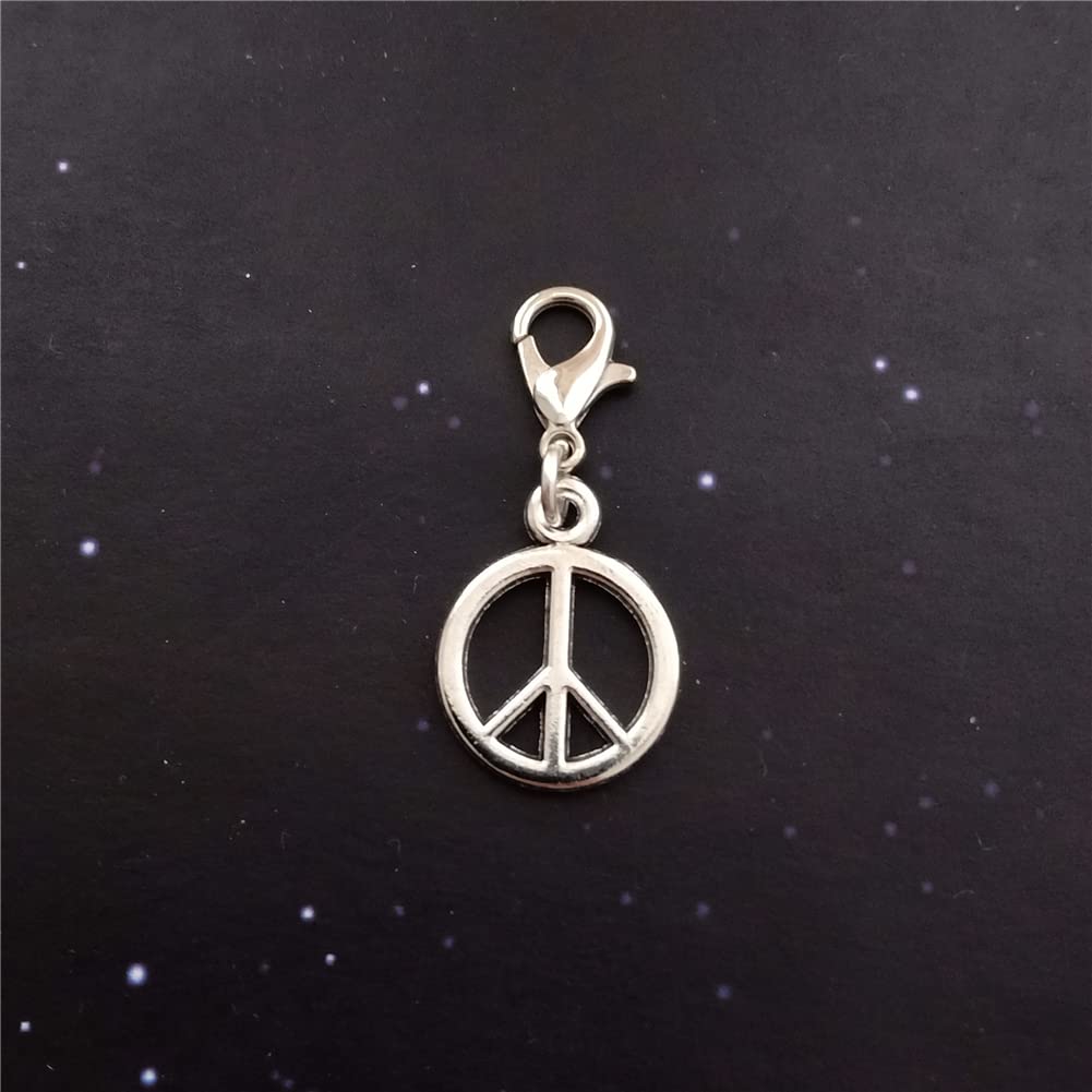 2 Pcs Small Peace Sign Clip on Charm, Hippy Zipper Pull AETYWYEIN