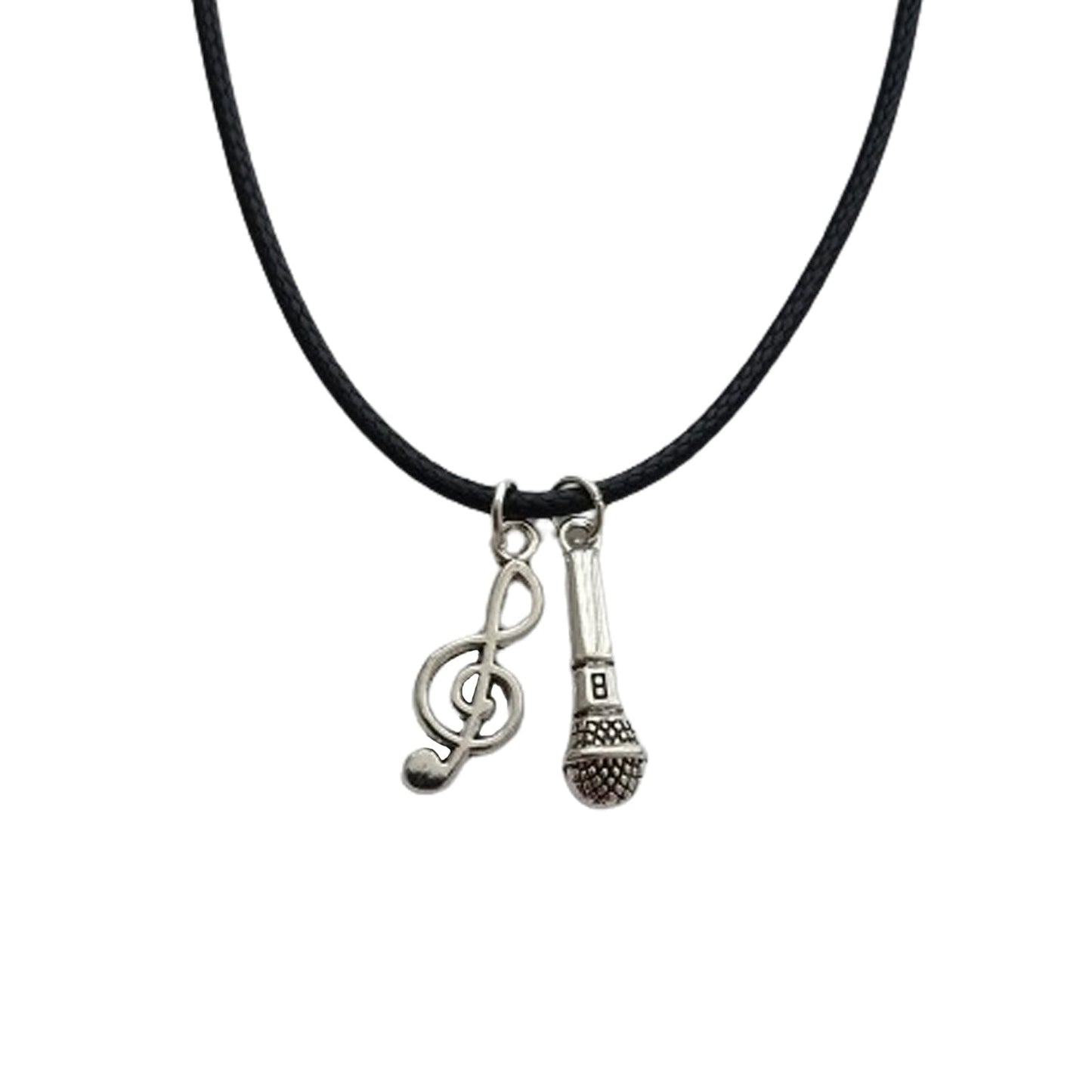 Music Note Charm Choker Necklace, Black Leather Choker AETYWYEIN