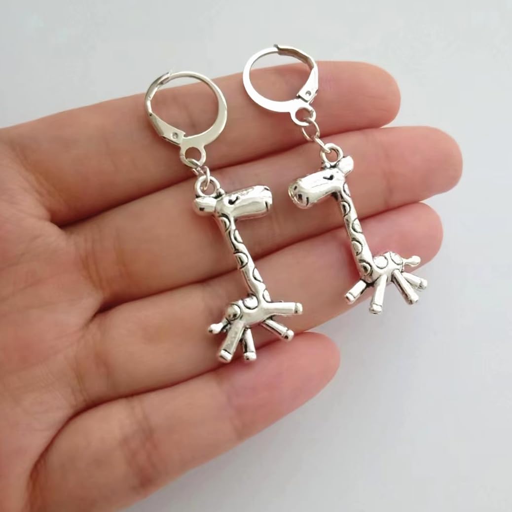 Cute Creative Giraffe Lever Back Earrings  Small Hoop AETYWYEIN