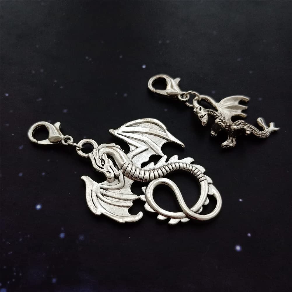 2pcs Dragon Clip on Charm, Gothic Flying Dragon Zipper Pull AETYWYEIN