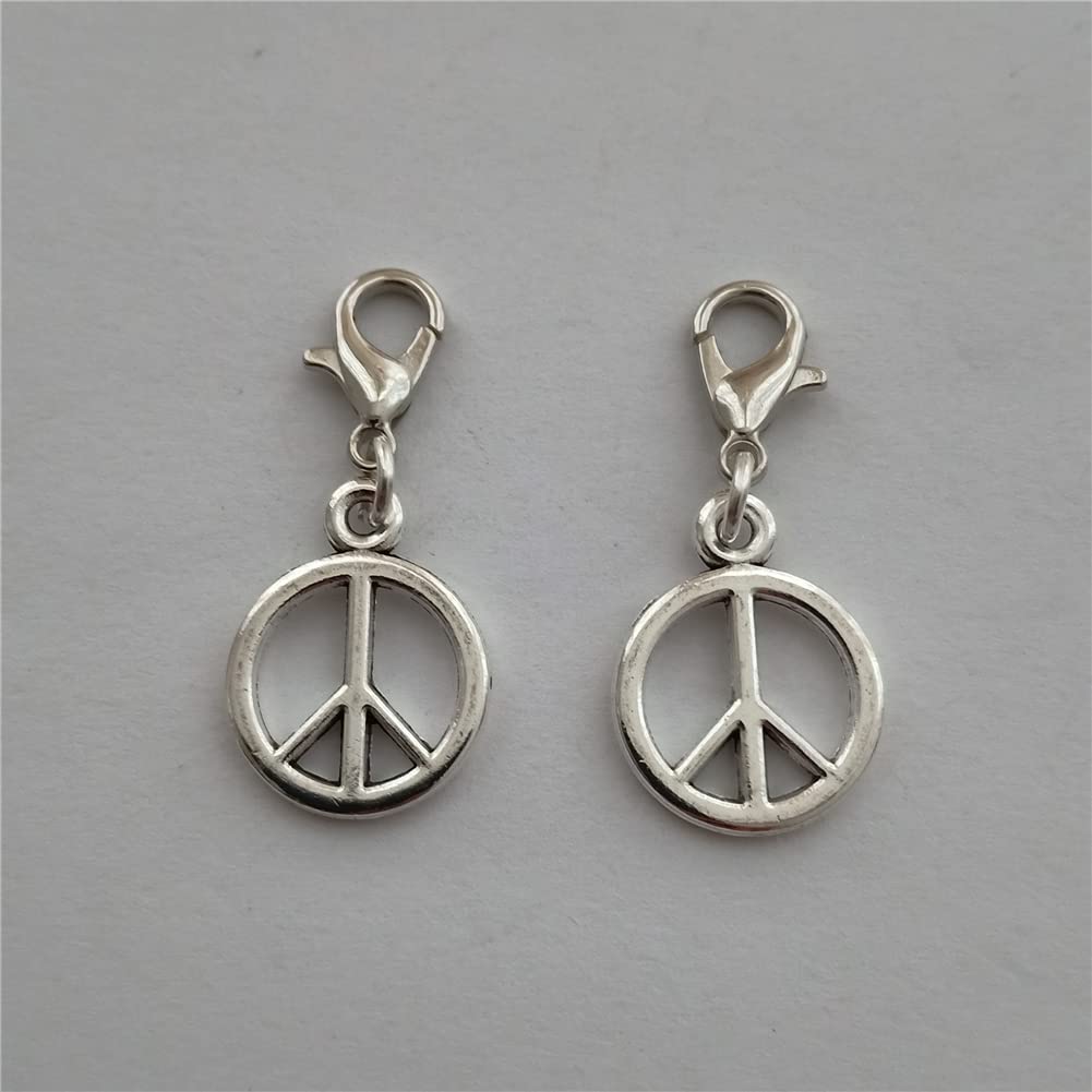 2 Pcs Small Peace Sign Clip on Charm, Hippy Zipper Pull AETYWYEIN