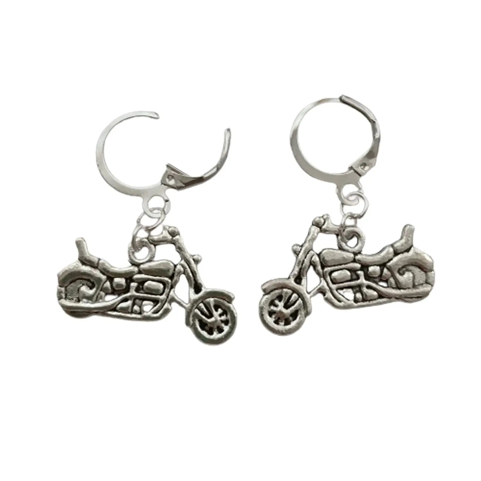 Motorbike Charm Ear Clip, Motorcycle Lover, Biker Earrings Handmade, Retro Lever Back, Whimsical Jewelry, Small Hoop AETYWYEIN