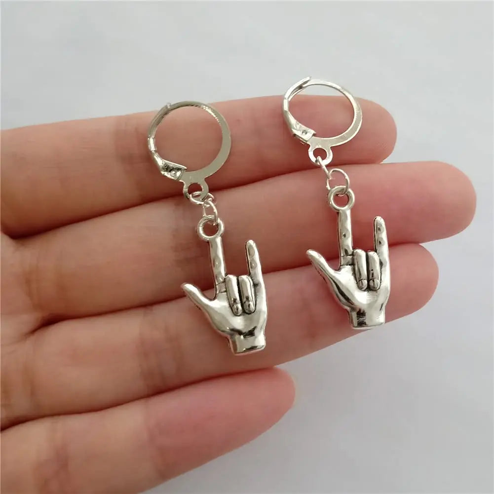 I Love You Sign Language Charm Earrings Handmade, ASL Love Ear Clip, Couple Lever Back Earrings AETYWYEIN