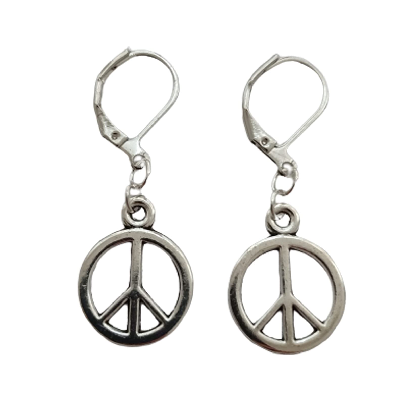 Peace Sign Drop Leverback Earrings, Miniature Peace Jewelry, Hippy, Hippie AETYWYEIN