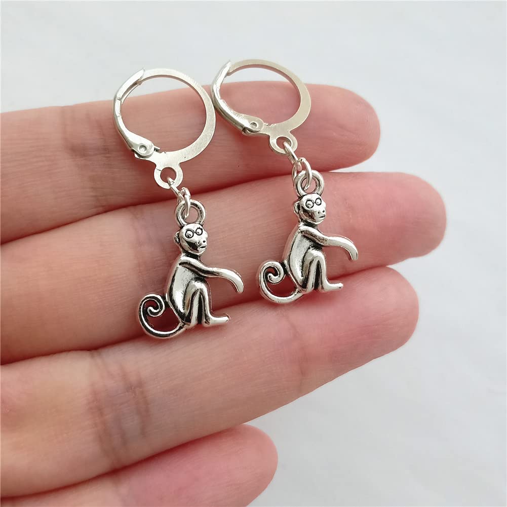 Novelty Tiny Monkey Hoop Earrings, Woman Man Jewelry AETYWYEIN