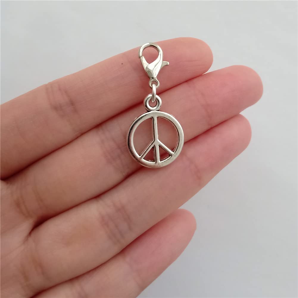 2 Pcs Small Peace Sign Clip on Charm, Hippy Zipper Pull AETYWYEIN