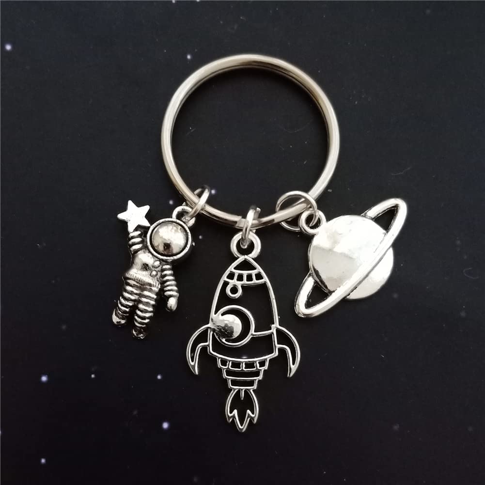 Planet Astronaut Rocket Keychain, Astronomical Lover Gift AETYWYEIN