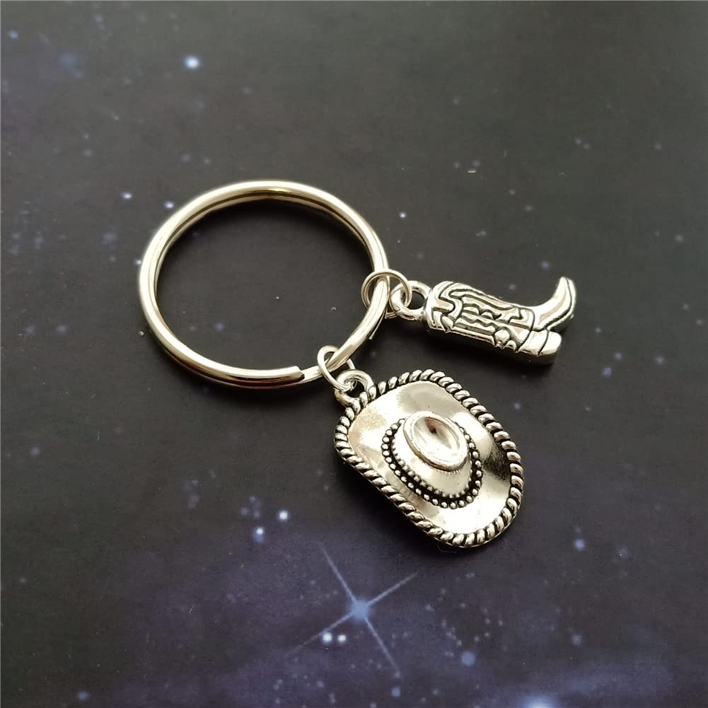 Western Country Keychain Cowboy Hat Key Ring Accessories Boot Keychain AETYWYEIN