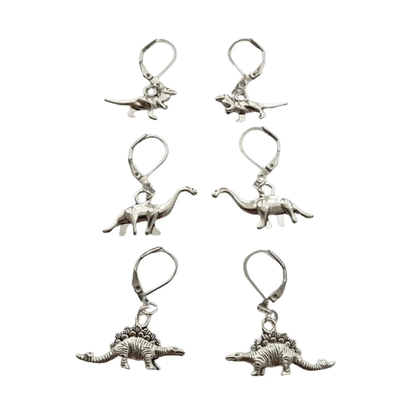 3 Pairs/set Ceative Dinosaur Earrings Cool Stegosaurus Raptor Ear Clip Handmade, Brontosaurus Jewelry AETYWYEIN