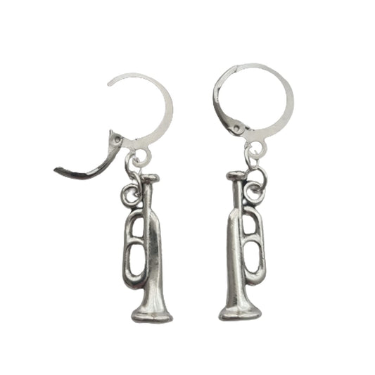 Fun Tiny Trumpet Hoop Earrings, Minimalist Jewelry, Music Lover AETYWYEIN