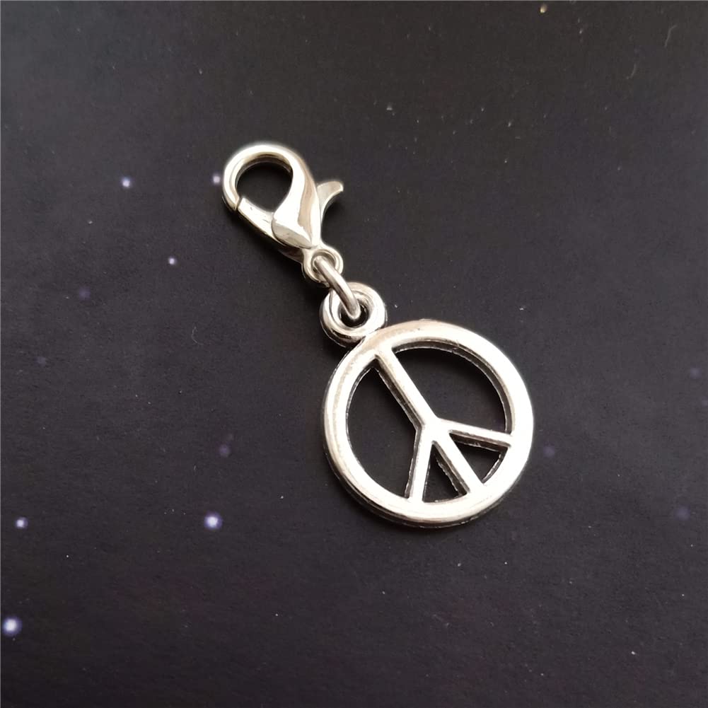 2 Pcs Small Peace Sign Clip on Charm, Hippy Zipper Pull AETYWYEIN