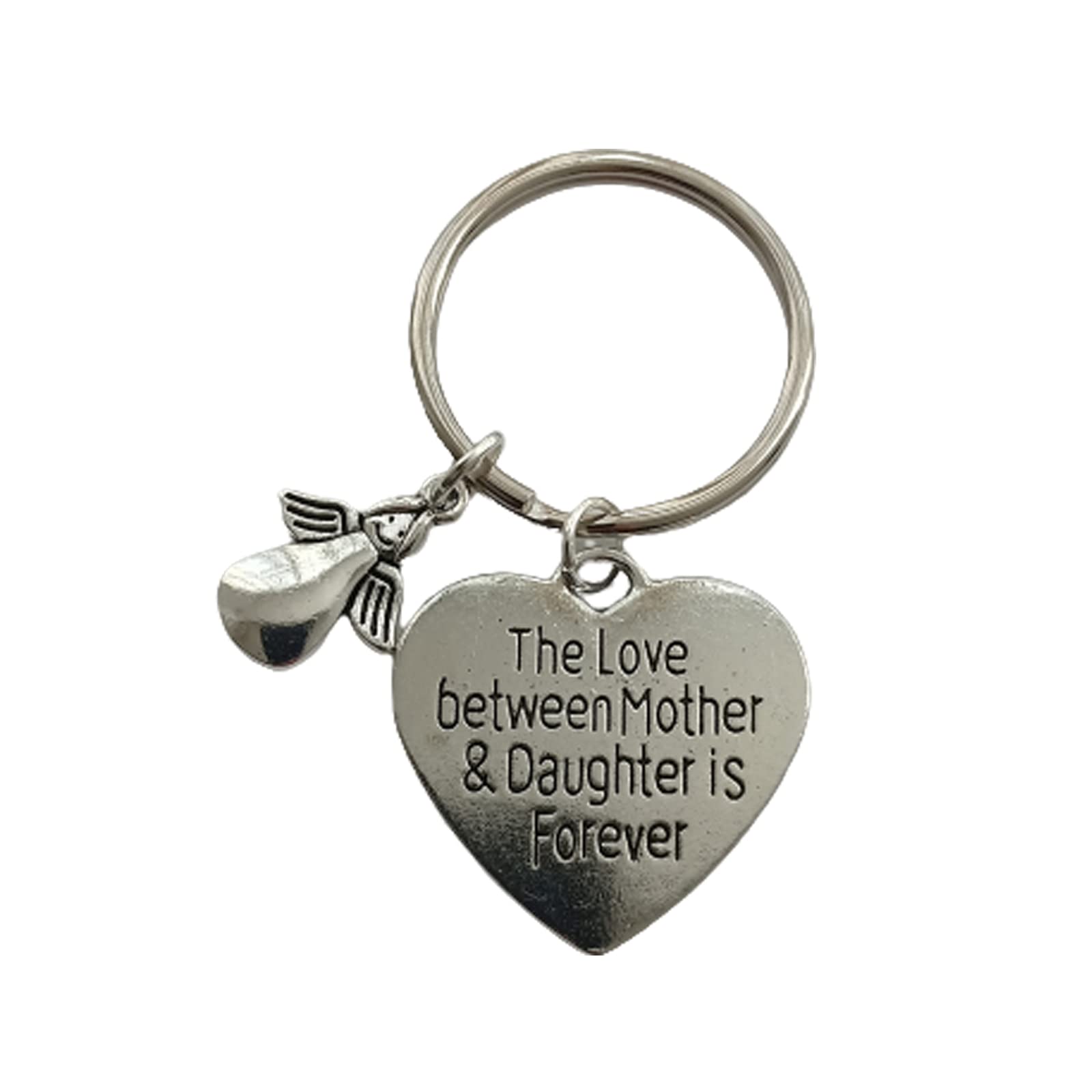 The Love Between Mother and Daughter is Forever Heart Keychain for Mothers Day Handmade Angel Jewelry AETYWYEIN