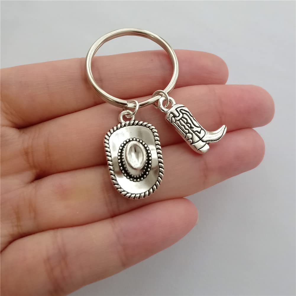 Western Country Keychain Cowboy Hat Key Ring Accessories Boot Keychain AETYWYEIN