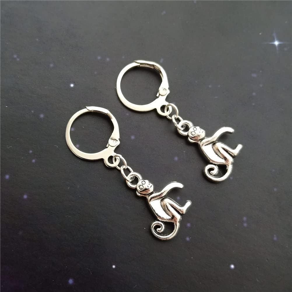 Novelty Tiny Monkey Hoop Earrings, Woman Man Jewelry AETYWYEIN