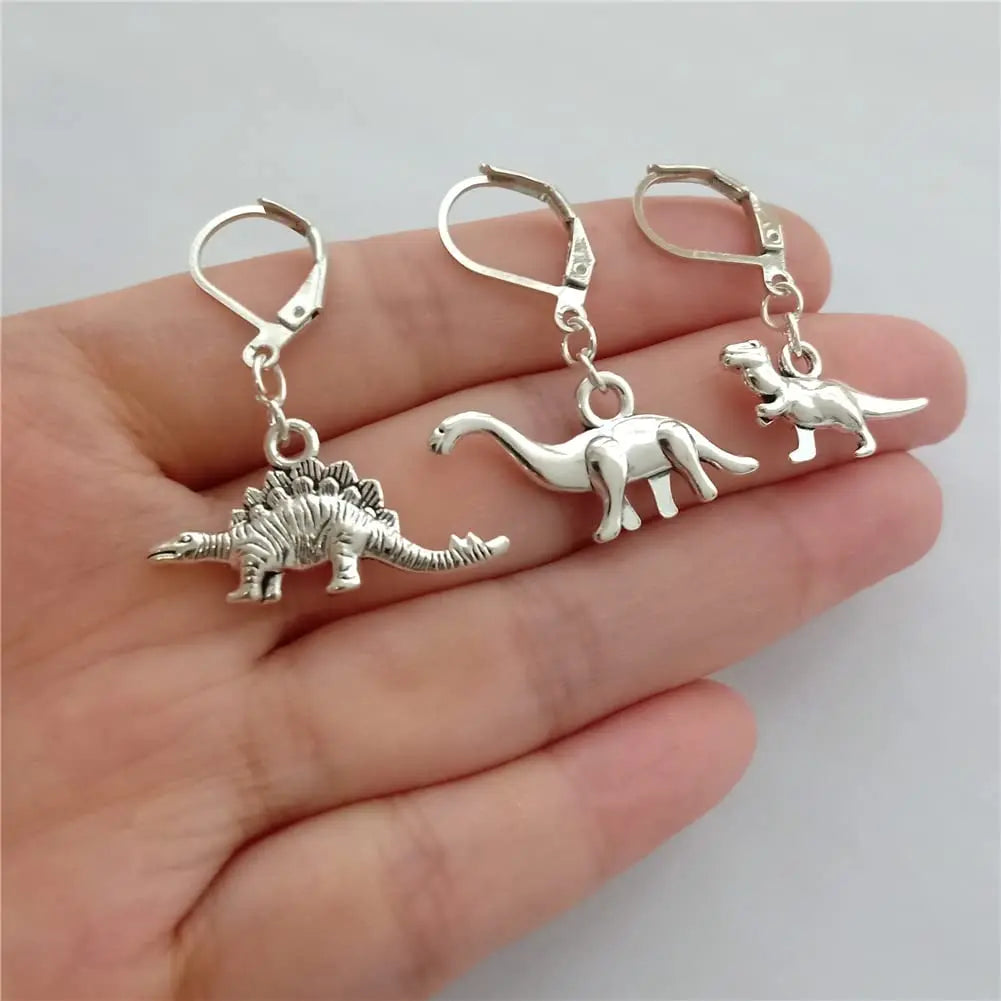 3 Pairs/set Ceative Dinosaur Earrings Cool Stegosaurus Raptor Ear Clip Handmade, Brontosaurus Jewelry AETYWYEIN