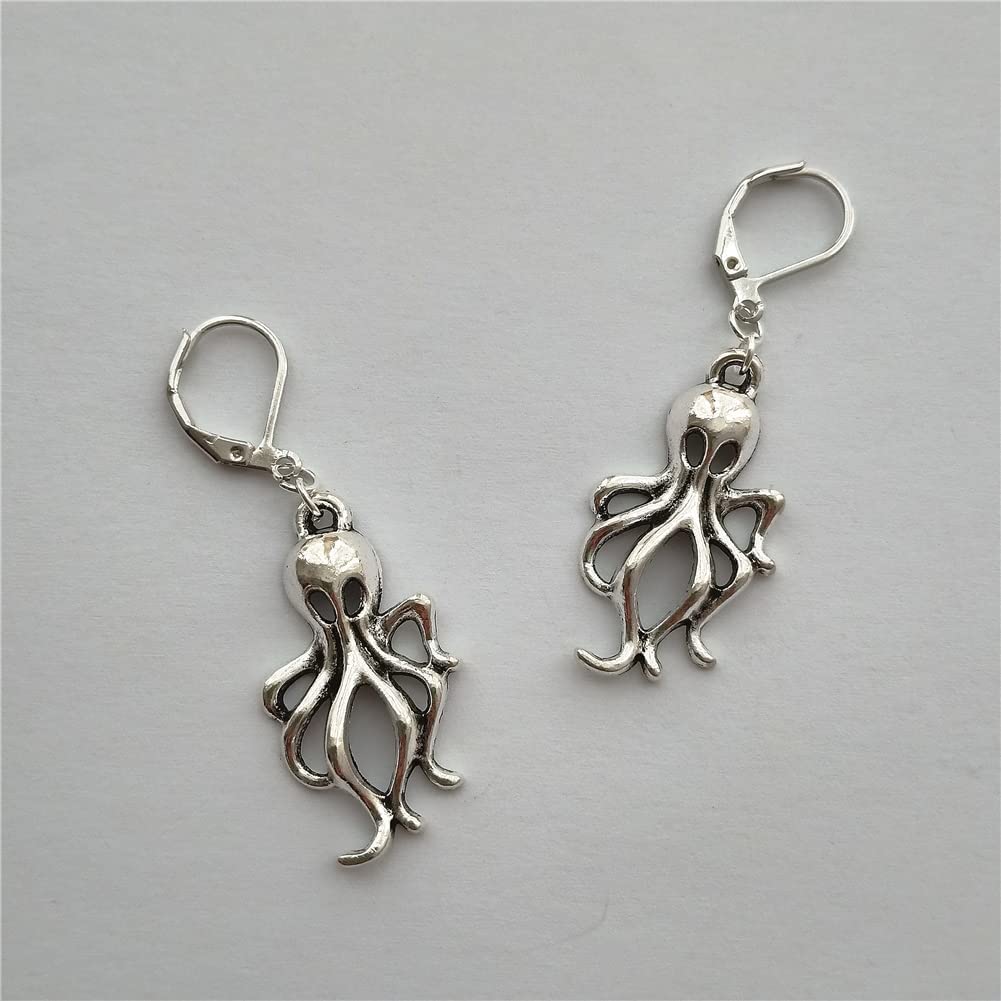 Gothic Octopus Lever Back Earrings, Octopus Jewelry AETYWYEIN