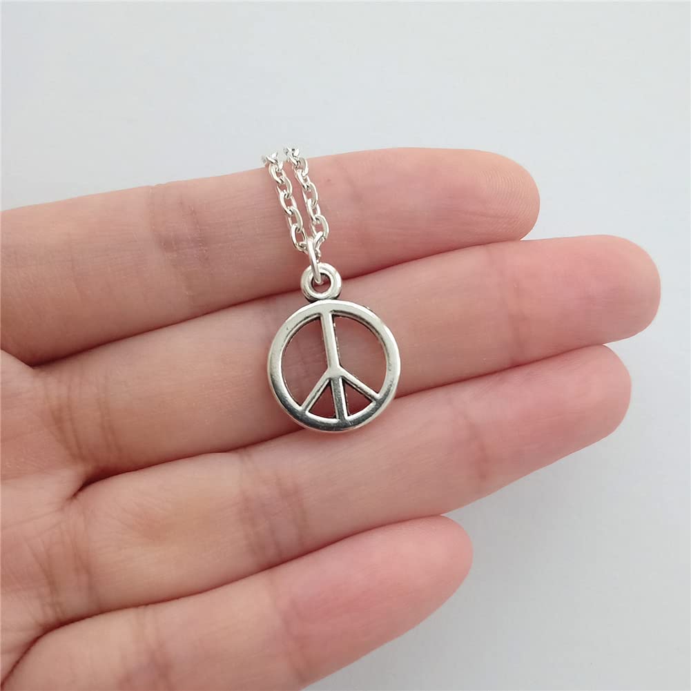 Peace Sign Pendant Necklace, Hippie Peace Necklace AETYWYEIN