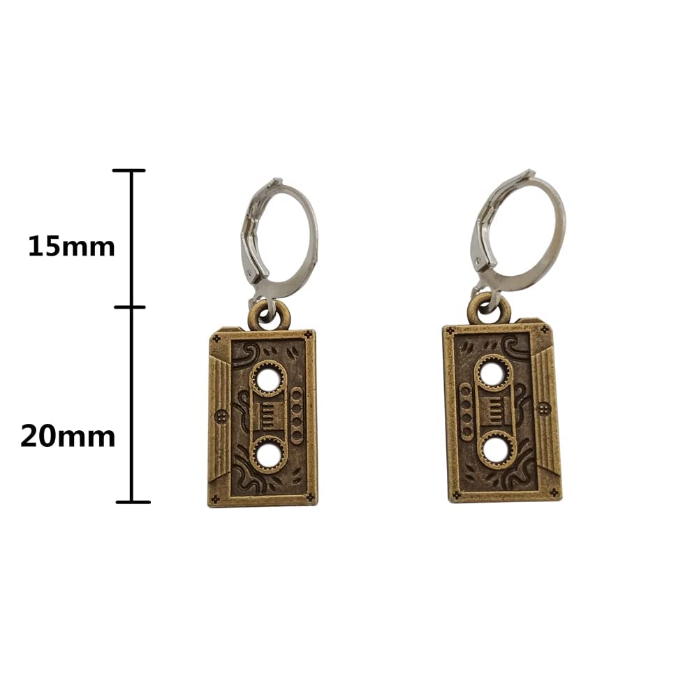 Retro Cassette Tape Lever Back Earrings for Music Lover, Vintage Nostalgic Jewelry AETYWYEIN