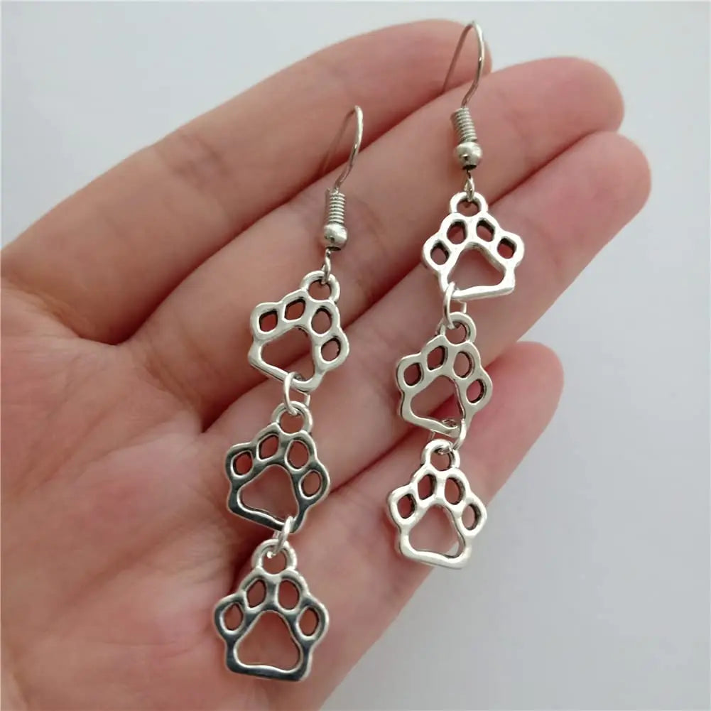 Bear Print Earring, Dog Paw Handmade Jewelry, Cat Lover, Cat Paw Charm Pendant AETYWYEIN