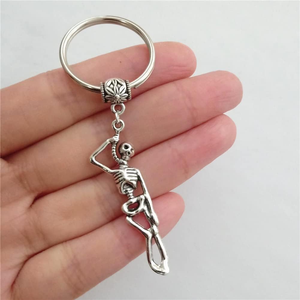 Human Skeleton Keychain, Anatomy Keychain, Skull Jewelry Halloween, Human Body Archeology Lover AETYWYEIN