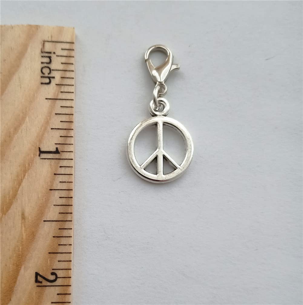 2 Pcs Small Peace Sign Clip on Charm, Hippy Zipper Pull AETYWYEIN