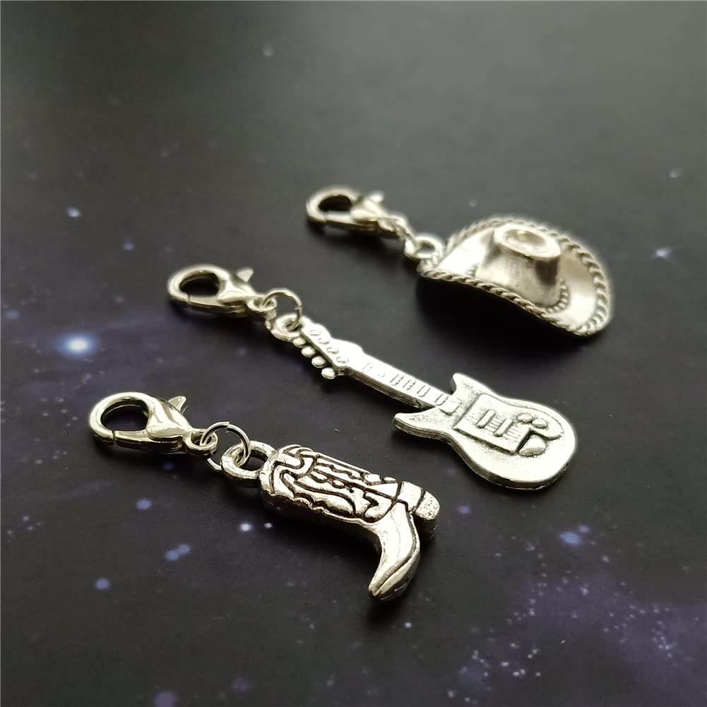 3pc Cowboy Boot Zipper Pull, Cowboy Hat Clipon Charm AETYWYEIN