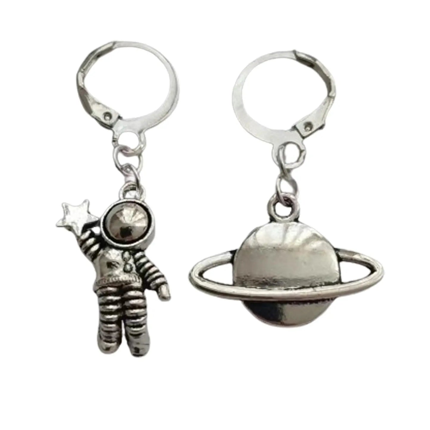 Creative Planet Lever Back Earrings, Space Themed Astronaut Charm Small Hoop Earrings AETYWYEIN