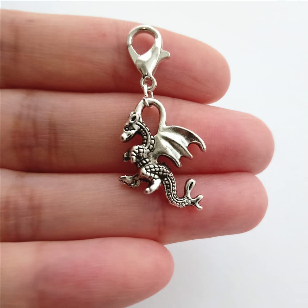 2pcs Dragon Clip on Charm, Gothic Flying Dragon Zipper Pull AETYWYEIN