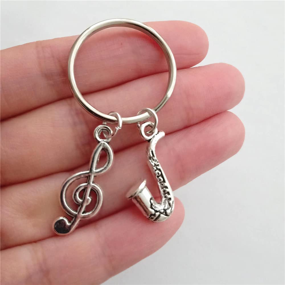 3pcs in Set Saxophone Keychain, Music Note Clip on Charm for Music Lover AETYWYEIN