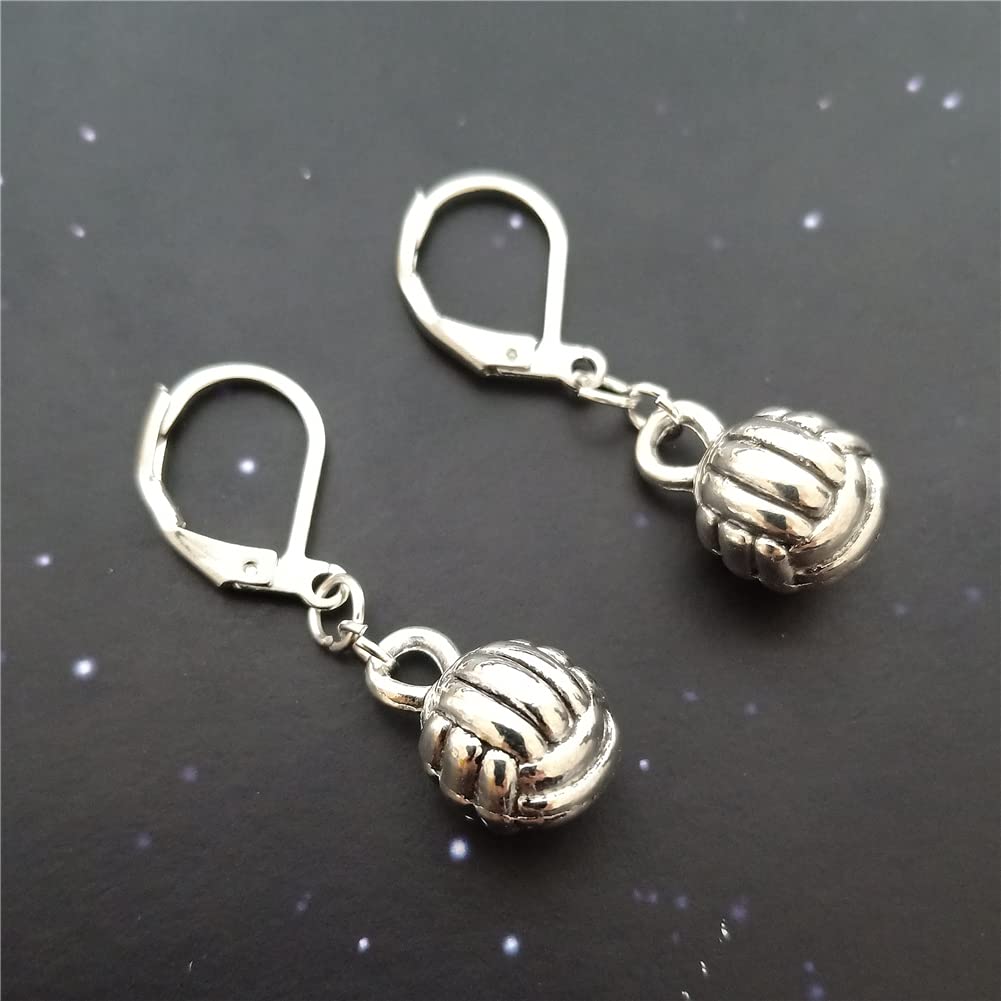 Volleyball Ball Drop Dangle Lever Back Earrings Man Woman Ear Clip, Geeky Quirky Sport Jewelry AETYWYEIN