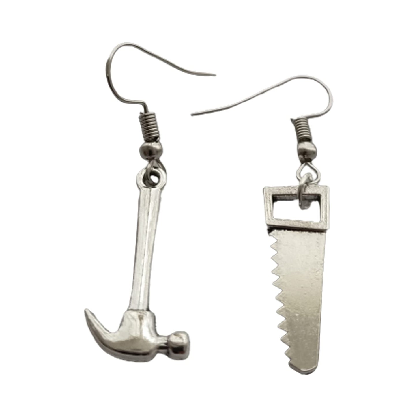 Tiny Hammer and Saw Charm Earrings, Miniature Tool Jewelry AETYWYEIN