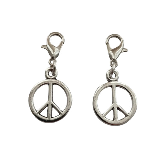 2 Pcs Small Peace Sign Clip on Charm, Hippy Zipper Pull AETYWYEIN