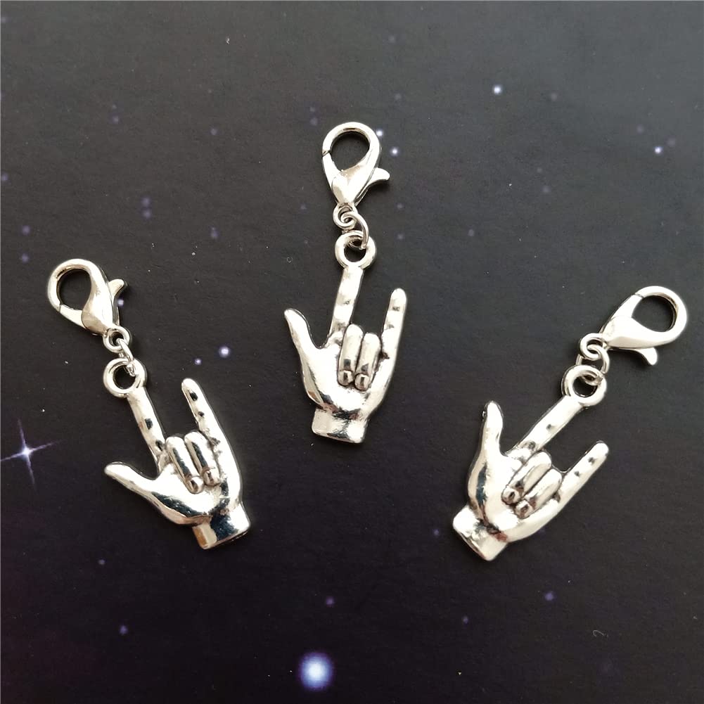 3pcs I Love You Clip on Charm Zipper Pull, ASL Charm AETYWYEIN