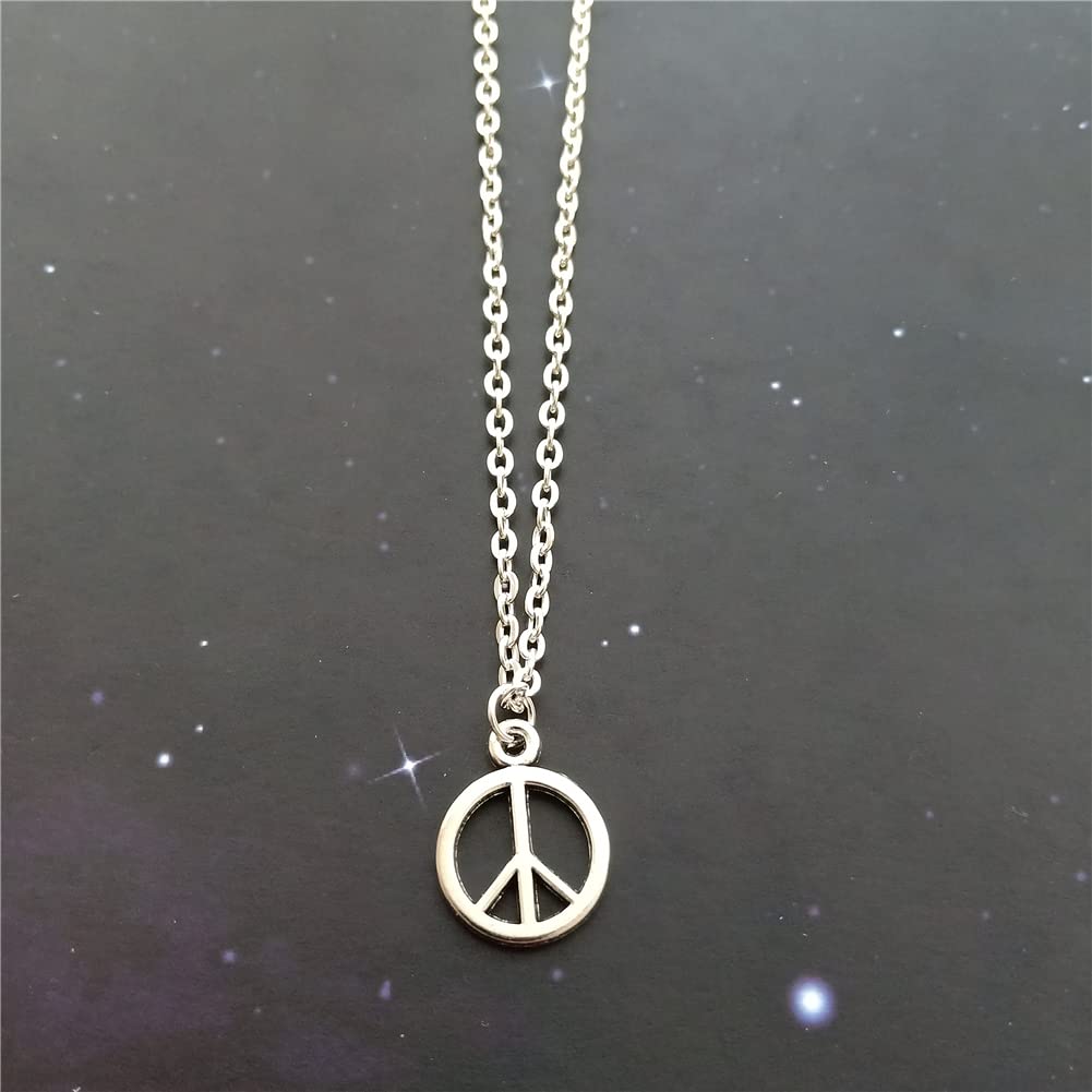 Peace Sign Pendant Necklace, Hippie Peace Necklace AETYWYEIN