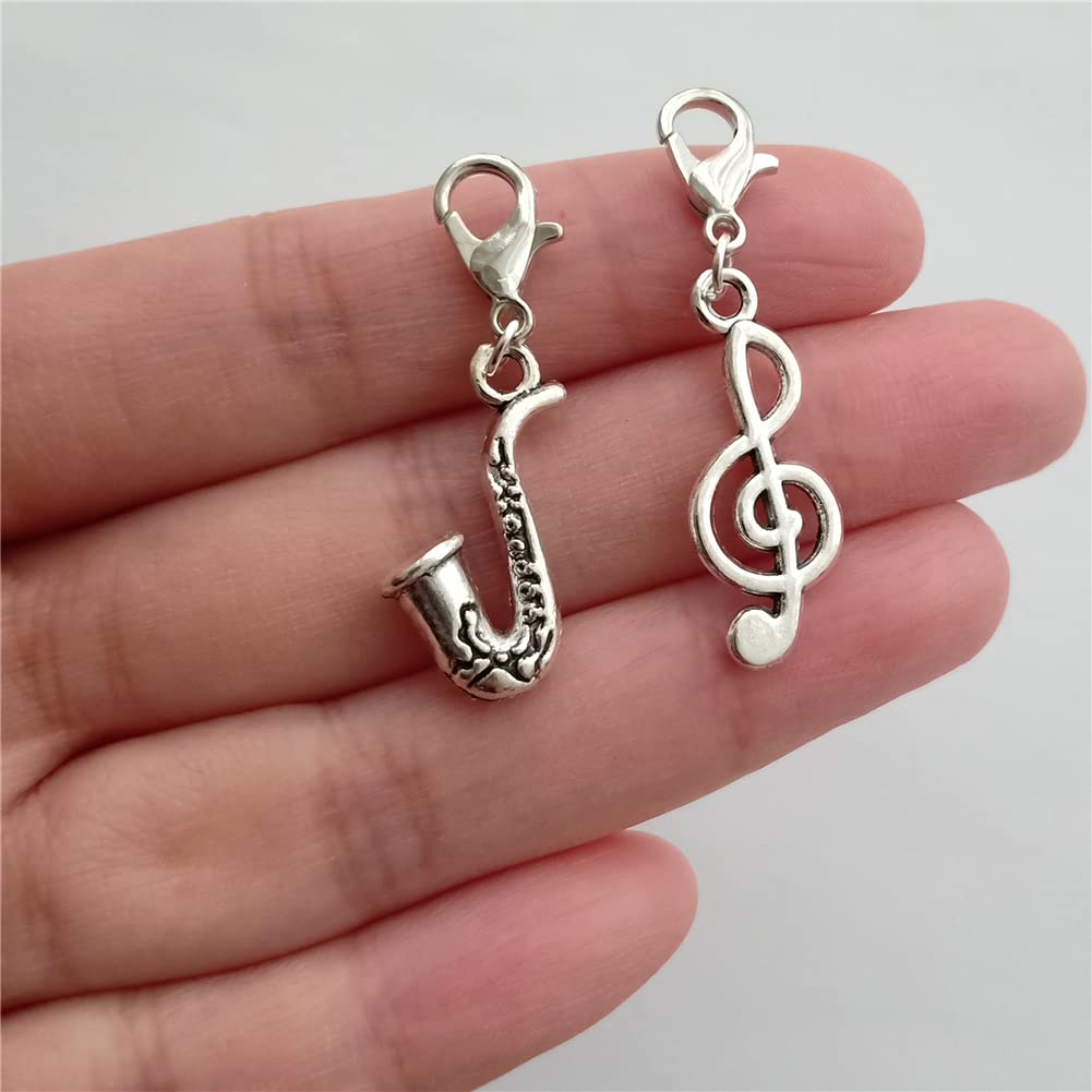 3pcs in Set Saxophone Keychain, Music Note Clip on Charm for Music Lover AETYWYEIN