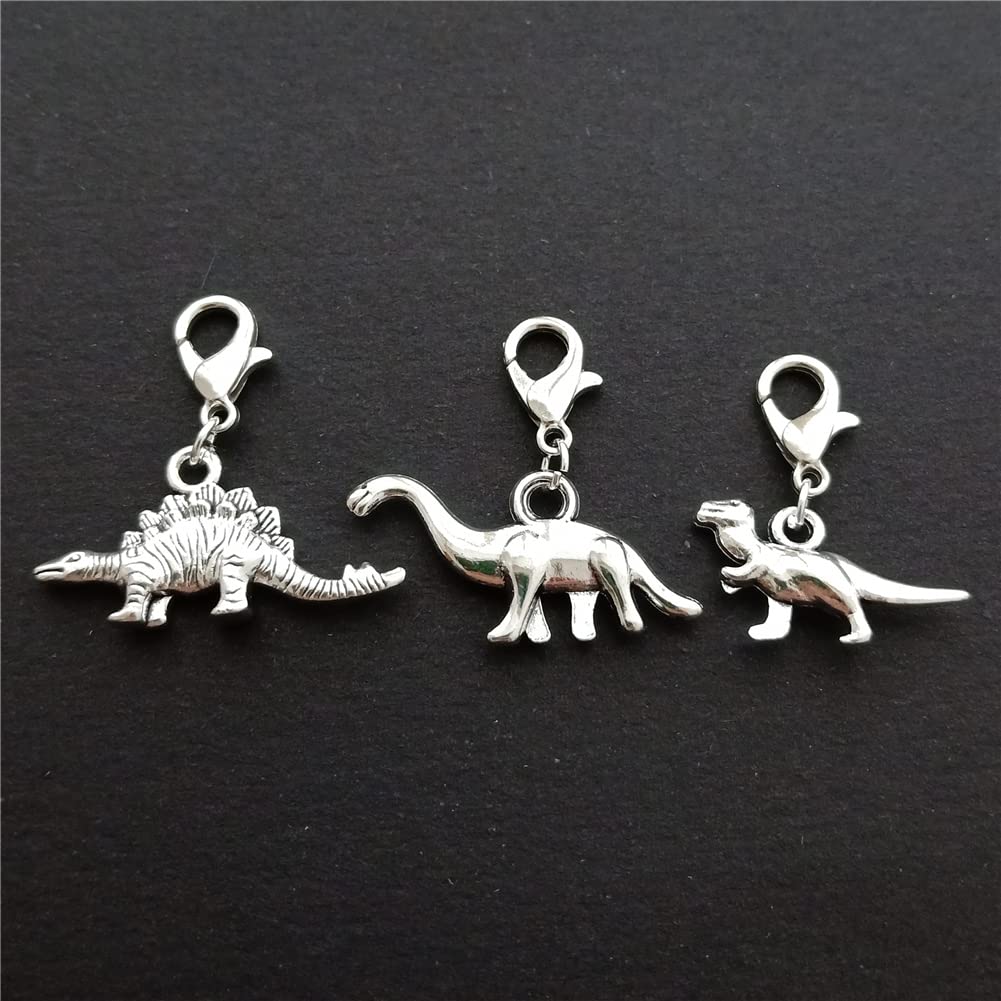 3pcs Dinosaur Clip on Charm, Zipper Pull, Dino Jewelry AETYWYEIN