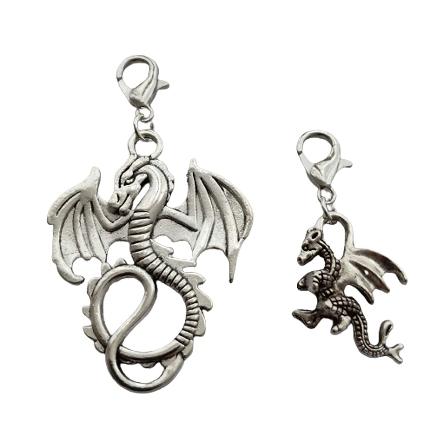 2pcs Dragon Clip on Charm, Gothic Flying Dragon Zipper Pull AETYWYEIN