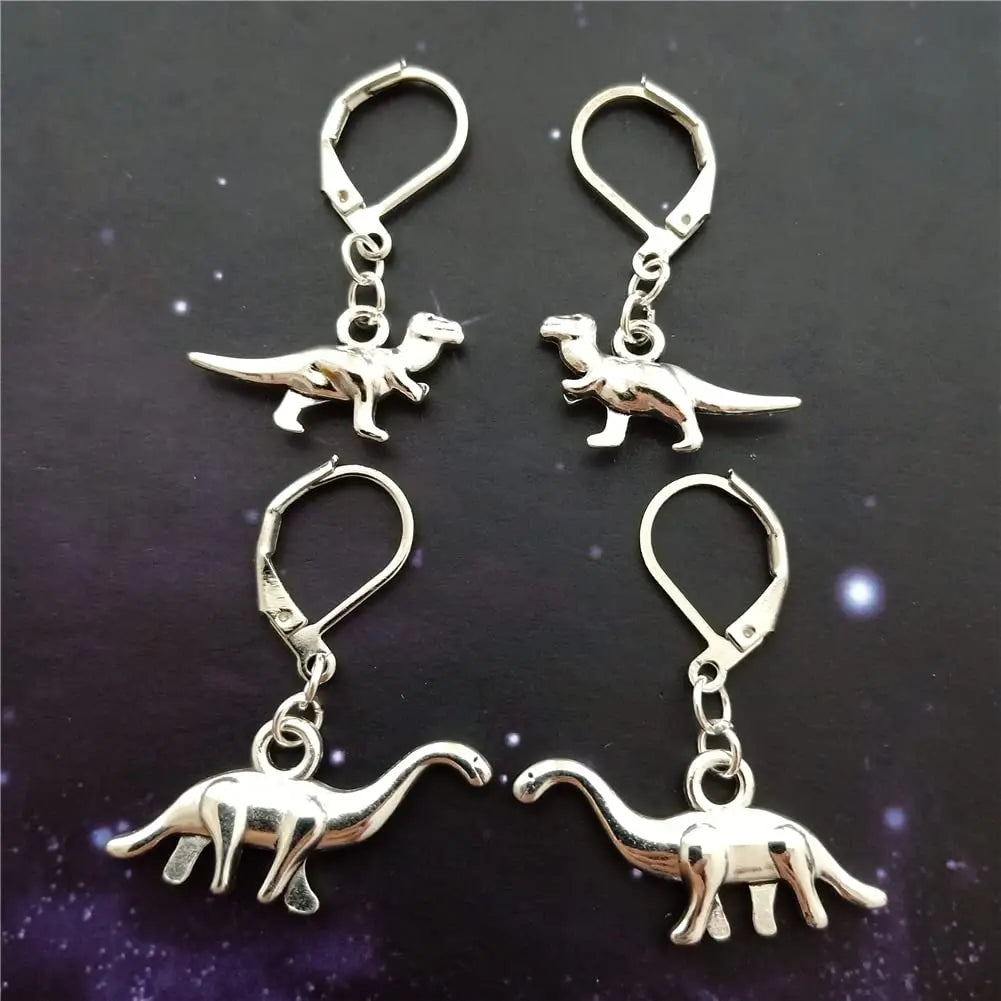 3 Pairs/set Ceative Dinosaur Earrings Cool Stegosaurus Raptor Ear Clip Handmade, Brontosaurus Jewelry AETYWYEIN