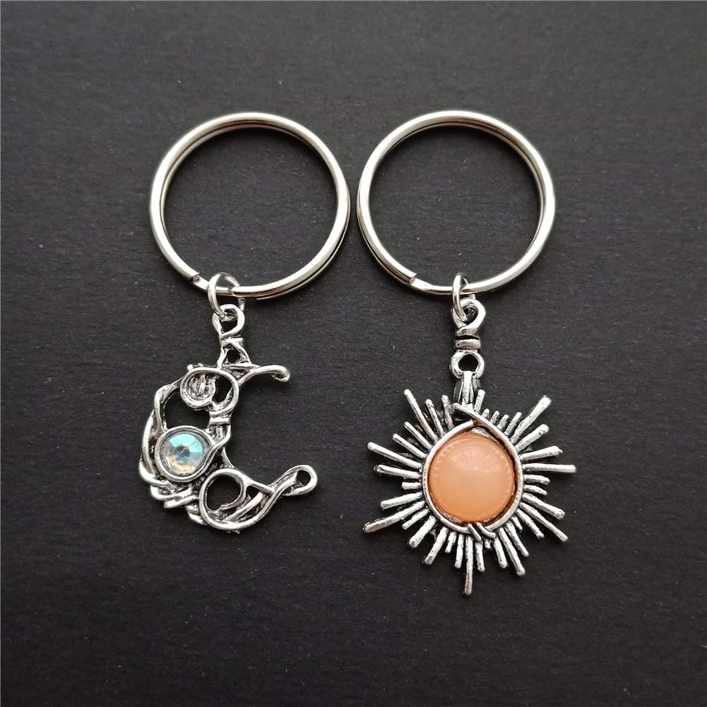 2pcs Sun and Moon Pendant Keychain Keyring for Nature Lover AETYWYEIN