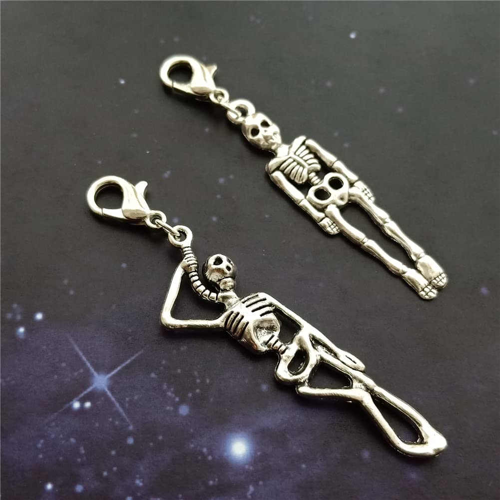 2 Pcs Skeleton Clip on Charm, Shoe Charm Zipper Pull, Purse Charm AETYWYEIN