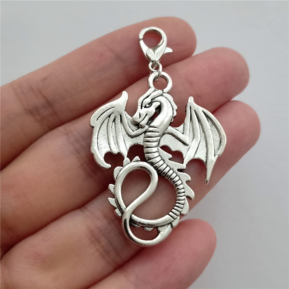 2pcs Dragon Clip on Charm, Gothic Flying Dragon Zipper Pull AETYWYEIN