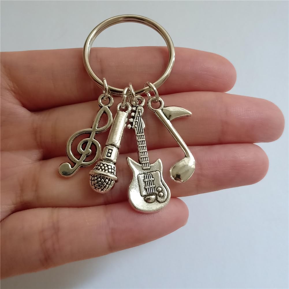 Microphone Guitar Keyring, Inspirational Jewelry for Music Lover AETYWYEIN