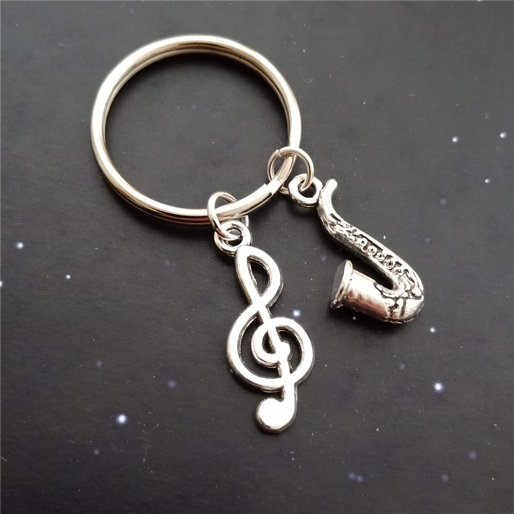 3pcs in Set Saxophone Keychain, Music Note Clip on Charm for Music Lover AETYWYEIN