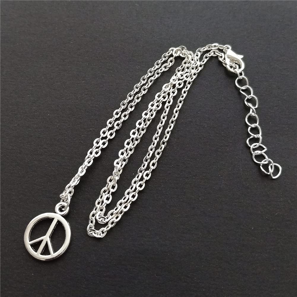 Peace Sign Pendant Necklace, Hippie Peace Necklace AETYWYEIN