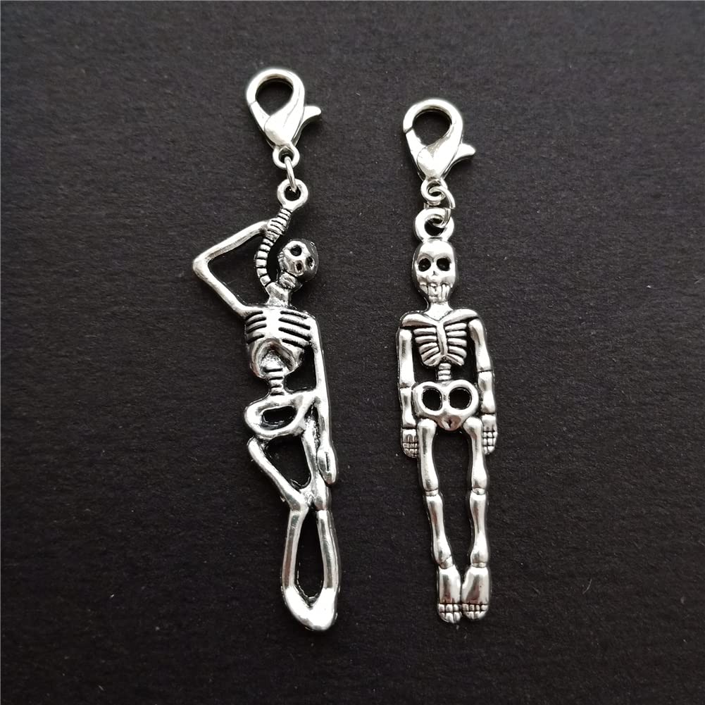 2 Pcs Skeleton Clip on Charm, Shoe Charm Zipper Pull, Purse Charm AETYWYEIN