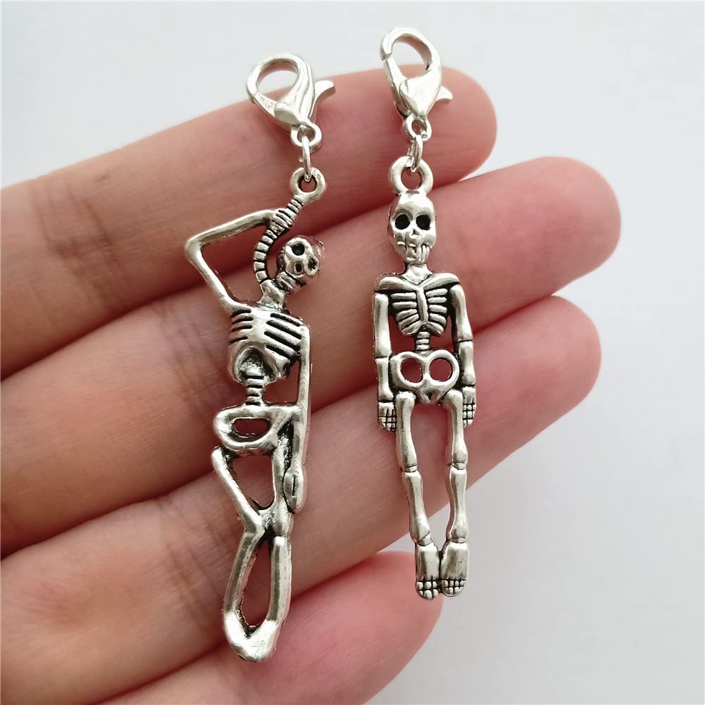 2 Pcs Skeleton Clip on Charm, Shoe Charm Zipper Pull, Purse Charm AETYWYEIN